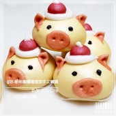 Q坊-豬年-新年戴帽金黃土豬(南瓜)手工創意造型饅頭